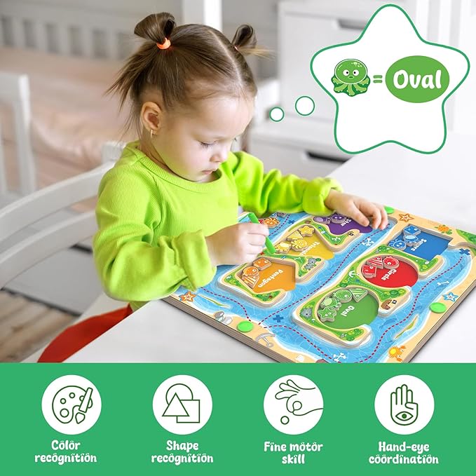 MTYOKILN Magnetic Color & Shape Maze - Montessori Toys for 3 4 5 Year Old, Color and Shape Sorting Toy, Montessori Toys for Kids Boys Girls Gifts Ages3+, Preschool Learning Activities