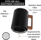 HASTINGS Pour Over Coffee Dripper - Stainless Steel Pour Over Coffee Filter, Metal Paperless Reusable Double Mesh Cone Filter with Wood Handle - Coffee Maker for Single Cup Brew up to 68 OZ (Black)