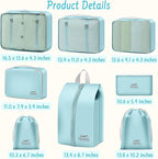 8 Set Packing Cubes for Travel Suitcase Organizer Bags Luggage Packing Cubes Set Travel Essentials Accessories Gifts for Women Blue