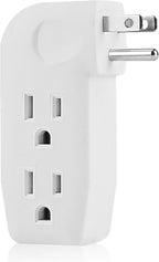 3 Way Outlet Vertical Wall Tap Splitter Adapter with 3 Prong Plug for Behind Furniture, Hard Plastic,UL Listed,1PK.