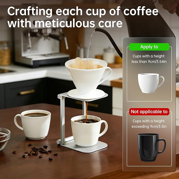 Foldable Pour Over Coffee Maker Stand, Aluminum Portable Electric Espresso Machine Stand Compatible with Outin, Portable Coffee Makers, General Funnels Sliver