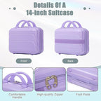 Kids Luggage Sets for Girls, 2 Piece Luggage Set, 20 Inch Rotating Wheel Suitcase with 14 Inch Cosmetic Case, Lightweight Hardshell Suitcase with 360° Spinner Wheels for Travel (Purple)