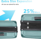 28 Inch Luggage with Spinner Wheels, Lightweight Expandable PC Hardside Large Checked Luggage with TSA Lock, Durable Rolling Suitcase, Green