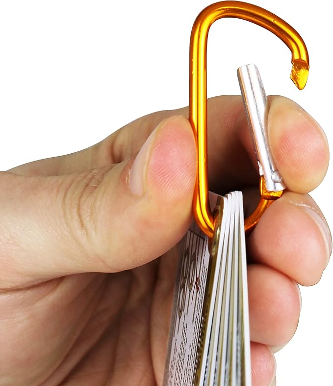 ReferenceReady Outdoor Knots Pocket Guide - Waterproof Knot Tying Cards with Mini Carabiner, 22 Rope Knots for Camping, Backpacking, Scouting and Wilderness Survival