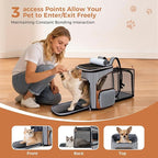 Lekereise Large Cat Backpack Expandable Pet Backpack Carrier for Small Medium Dogs Cats, Dog Carrier Backpack with Breathable Mesh and Inner Safety Leash, Striped