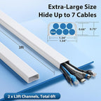 Wire Cover for Wall Mount TV, 72in Wall Cord Cover, Large TV Cable Hider Hide Cords Wall Mounted TV, Cord Hider Wall, Wall Cable Cover Cable Raceway White 2 x L36in x W1.54in x H0.75in