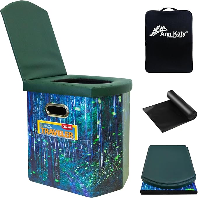 Ann Katy Upgrade XL Portable Toilet for Adults, Extra Large Portable Travel Floding Toilet, Camping Tall Toilets with Lid for Adults and Kids Compact Potty for Car,Hiking,Beach and Camping