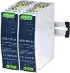 24VDC Power Supply NDR 120W DIN Rail Power Supply Switch Switching Converter DC (Input 100-240VAC Output 24VDC 50/60HZ 24V 5A 2 PCS)