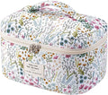 uekeboag Large Travel Quilted Makeup Bag for Women, Floral Cotton Cosmetic Bag, Coquette Aesthetic Floral Toiletry Organizer Bag