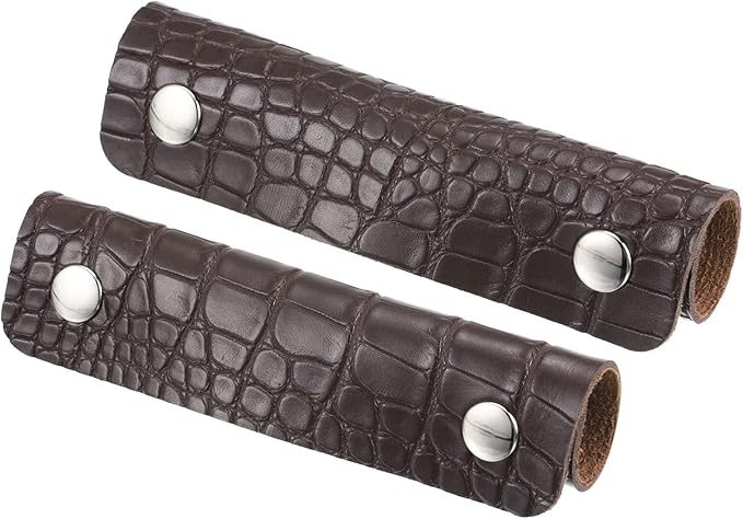 PATIKIL Luggage Handle Wrap, 2 Pack Irregular Pattern PU Handbag Grip Cover Protector Identifier with Clasp for Suitcase Grocery Shopping Bag, Brown