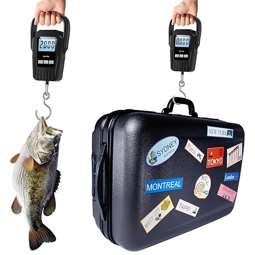 Digital Luggage Scale 110lb/50kg, Portable Hanging Scale with Large Backlit LCD Display, Tare & Hold Function, for Travel and Fishing