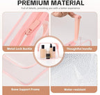 Icramsy Clear Makeup Bag,2 Pack TSA Approved Toiletry Bag Travel Toiletry Bag Hanging Makeup Cosmetic bag for Women Men (Pink)
