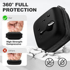 Square + Round Earbud Case Portable EVA Carrying Case Storage Bag Cell Phone Accessories Organizer with Carabiner for Earphone, Earbud, Earpieces, SD Memory Card, Camera Chips,Black