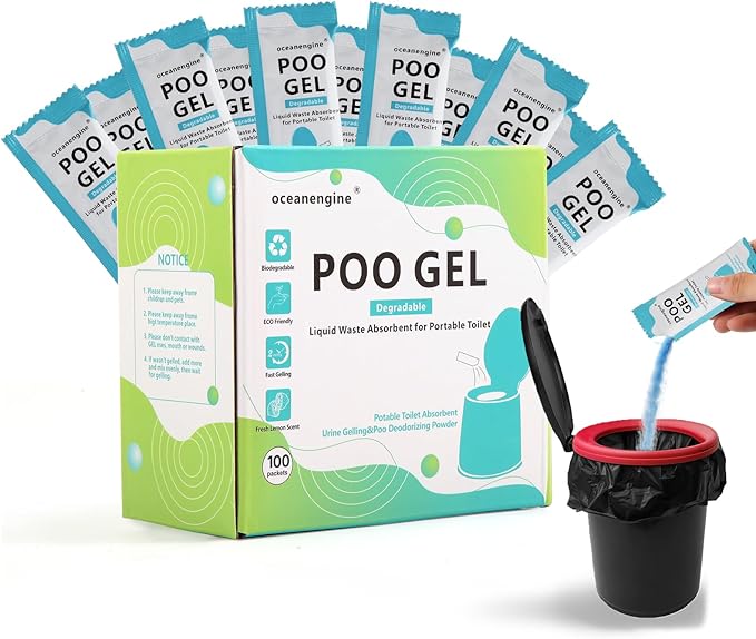 oceanengine Portable Toilet Absorbent Gel, Portable Toilet Powder Poo Urine Powder for Camping Outdoor Hiking