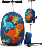 emissary Kids Luggage with Wheels, Hardside Toddler Carry On Suitcase Set, Lightweight Rolling Travel Bag for Boys and Girls, Airline Approved Travel Gifts - Blue Scooter
