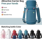 DYSANKY Insulated Water Bottle | Thickened Stainless Steel Vacuum Metal | Portable Sports Water Jug for Gym and Hiking with Straw, Carrier Bag, Handle Strap | BPA-Free 40 oz