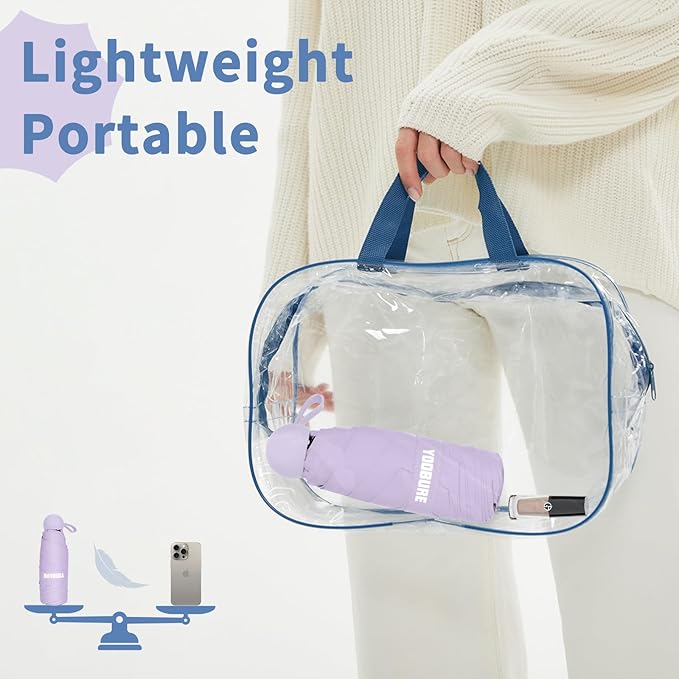 Yoobure Travel Umbrella Portable Compact Umbrellas, Pocket Mini for Purse, Umbrellas for UV Sun & Rain Small for Backpack, Umbrella with Case Folding for Kids Women