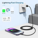3 Pack Apple MFi Certified iPhone Charger Cable 6ft, Apple Lightning to USB Cable Cord 6 Foot, 2.4A Fast Charging Apple Phone Long Chargers for iPhone 11/11Pro/11Max/ X/XS/XR/XS Max/8/7/6 Black
