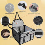 Dog Car Seat Foldable Dog Car Booster Seat Waterproof Breathable Oxford Travel Bag for Small to Medium Dogs, Puppies, and Pets-Pattern Grey-Upgrade