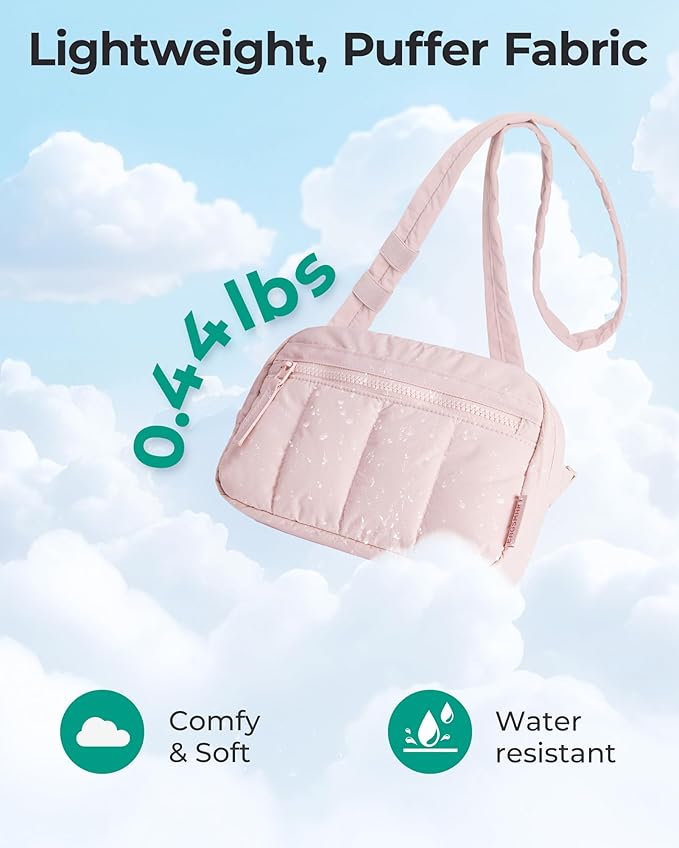 BAGSMART Fanny Packs for Women Cross Body, Quilted Puffy Belt Bag with Pockets, Fashion Waist Packs for Traveling Hiking Green