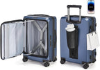 BAGSMART Top Opening Carry On Luggage 22x14x9 Airline Approved with TSA Lock, Expandable 20 Inch Deep Compartment Hard Shell Suitcases with Double Spinner Wheels, Blue