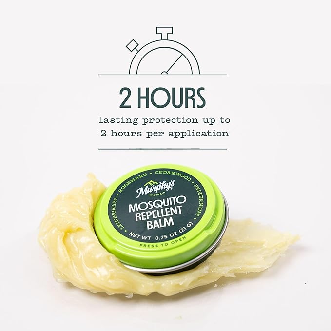 Murphy's Naturals Mosquito Repellent Balm for Outdoor Patio, Hiking, Camping, Plant-Based with Cedarwood, Lemongrass & Rosemary, 2 oz