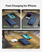 Belkin Portable Charger Power Bank for iPhone/Android (10,000mAh), 23W Battery Pack with Integrated USB-C, Lightning Cables, Pass-Through Capability, Charge 2 Devices at Once, Phone Charger Power Bank