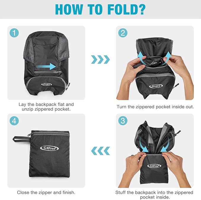 G4Free Lightweight Packable Hiking Backpack for Men Women Small Hiking Daypacks Foldable Shoulder Pack Casual Outdoor Bag 11L