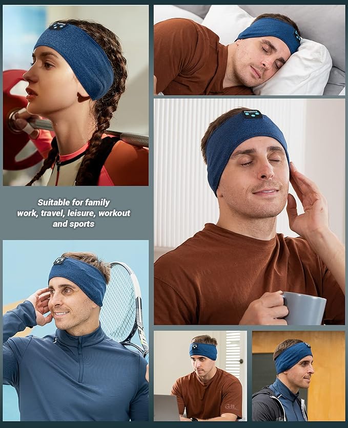 Perytong Sleep Headphones Wireless, Bluetooth Sports Headband Headphones with Ultra-Thin HD Stereo Speakers Perfect for Sleeping,Workout,Jogging,Yoga,Insomnia, Air Travel, Meditation (Deep Teal)