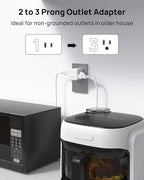 TROND 2 Prong to 3 Prong Outlet Adapter with 360 Rotating Plug, 3 Way Plug Splitter, Travel Power Splitter for US to Japan, Turn the Horizontal to Vertical Non-grounded Outlet in Old House