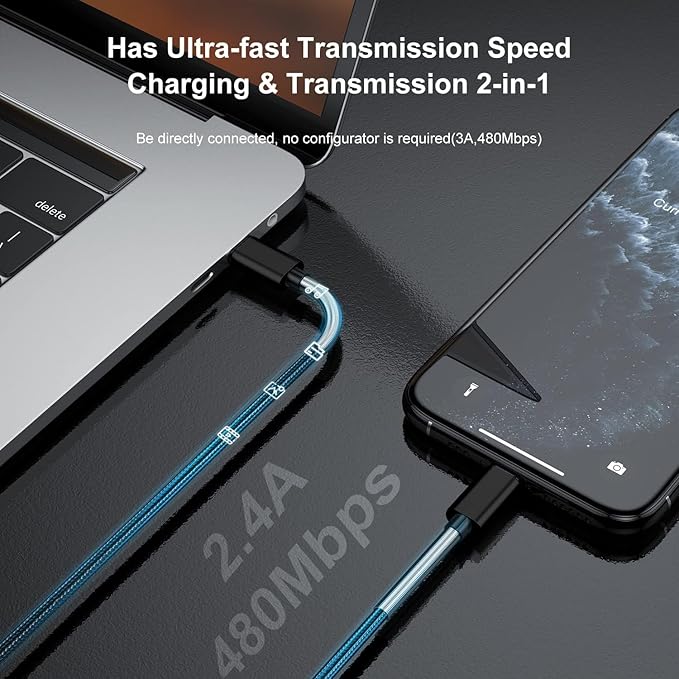 2Pack 10ft iPhone Fast Charger Cable, [Apple MFi Certified] Long USB C to Lightning Cable 10 Foot, High Fast 10 Feet Apple Charging Cord for Apple iPhone 14/14 Pro Max/13 Mini/12/11/XS/XR/8/7Plus,iPad