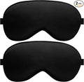 Sleep Eye Mask for Men Women, Silk Sleep Mask for Side Sleeper, Travel Blackout Night Blindfold Eye Shade Cover with Adjustable Strap (Black & Black)