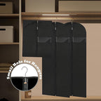 Dress Bags for Gowns Long, 65'' Garment Bags for Hanging Clothes, Suit Bag Cover for Storage and Travel, 2 Pack (Black)