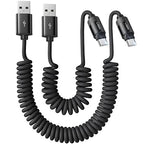 LISEN Coiled USB C Cable, 2 Pack for Android Auto & CarPlay Cable, Short USB A to USB C Cable Compatible with iPhone 17/16/15, Samsung Galaxy S25/S24/S23 A15/A14, Google Pixel 9/8, Space Black 4+6FT