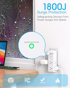 PD 20W Surge Protector Outlet Extender, Rotating Plug, One Beat 6 AC Multi Plug Outlet with 4 USB Ports (2 USB C), 1800J, 3-Sided Swivel Power Adapter with Spaced Outlet Splitter for Home Office Dorm