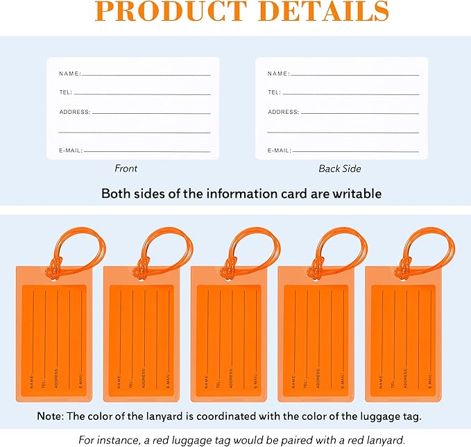 30 Pack Luggage Tags for Suitcases, Airplane Travel Essentials for Flying, International Travel Must Haves, and Luggage Accessories by Sodsay