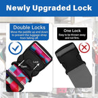 2 Pack Luggage Straps for Suitcases, Adjustable Travel Belt with Double Lock and Quick Release Buckle, Heavy Duty Nylon Bag Packing Strap, Bright Identifiers Business Travel Accessories-Colorful Block