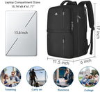 MATEIN Travel Laptop Backpack, Flight Approved Carry on Backpack Shoe Compartment, Large Personal Item Bag Fits 15.6 inch Laptop, Water Resistant Luggage Overnight Weekender Bag, Black