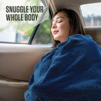 VENTURE 4TH Travel Blanket Pillow – Premium Ultra-Soft & Warm 2-in-1 Blanket or Pillow for Airplane, Car & Bus – Compact, Lightweight & Portable – Lint-Free, No Shedding, No Pilling - Navy/Teal