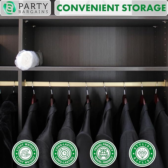 PARTY BARGAINS 60 x 24 Inch Disposable Clear Garment Bags, 50 Pack – Heavy-Duty Plastic Clothes Covers for Suits Dresses Coats, Closet & Travel