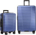 U.S. Traveler Boren Expandable Hardside Rugged Travel Luggage with 8 Spinner Wheels, Navy, 2-Piece Set