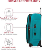 SWISSGEAR Sion Softside Expandable Spinner Luggage Durable Lightweight Travel Suitcase, Teal, Checked-Large 29-Inch