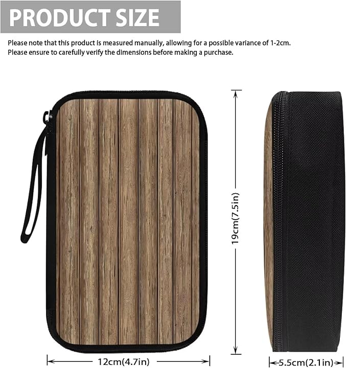 Wood Grain Electronic Accessories Carry Case Large Electronics Organizer Travel Case Portable Cord Organizer Travel for Cable Charger Phone Earphone
