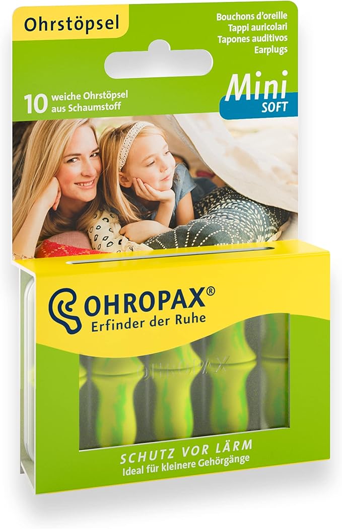 OHROPAX Mini Soft Earplugs, Anatomically Shaped in-Ear Plugs, for The Small Ear Canal and for Children, Made of Foam, for Relaxing, Sleeping and Listening to Music, Pack of 10 (17296)