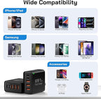 2Pack USB C Fast Charger Block, Total 60W 5-Port USB C Wall Charger 30W Type C Charging Block, 2USB C+3USB A PD 3.0 Multiport Charging Cube for iPhone 17 16 15 14 Pro Max, G-alaxy S26 S25 Ultra, i Pad
