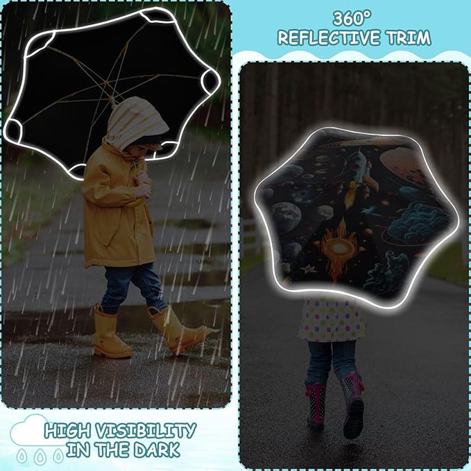 ALAZA Kids Umbrella Stick Umbrellas Cute Umbrella for Boys Girls Toddler UV/Sun Rain Windproof