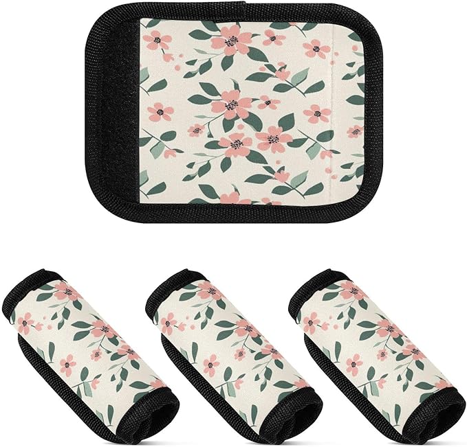 Qilmy Fresh Style Floral Fragments Luggage Handle Wrap 4Pack Luggage Identifiers Tag Comfort Handle Grips Cover for Stroller Suitcase Bag Airplane Travel Accessories1500