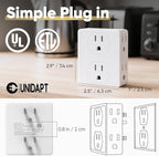 Multi Plug Outlet Splitter, Unidapt Multiple Outlets Extender Adapter with 6 AC Power Socket, Side Splitter Box, Wall Tap Plug Expander for Home Hotel Office Dorm Essentials, 2-Pack