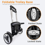 Rolling Backpack Trolley Cart with Stair-Climbing Quiet Wheels,Foldable Aluminum Frame,Adjustable Handle,Large 77 lbs Capacity–Fits Travel Bags,Book Bags,Shopping–Black,No Edge Guard