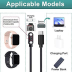 2 Pcs USB C Smart Watch Charger, 2-Pin 4 mm Magnetic Smartwatch Charging Cable, Replacement Charging Cord for Smart Watch & Fitness Tracker, Strong Magnetic Adsorption, Fast Safe Charging